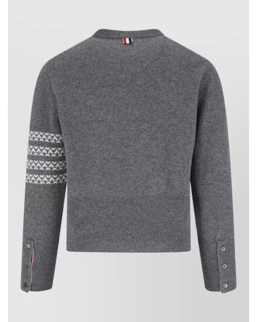 Thom Browne Gray Dog Motif Crew Neck Knit Sweater for men