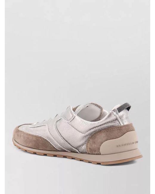 Brunello Cucinelli Pink Leather Suede Sneakers Rubber Sole Pull Tab