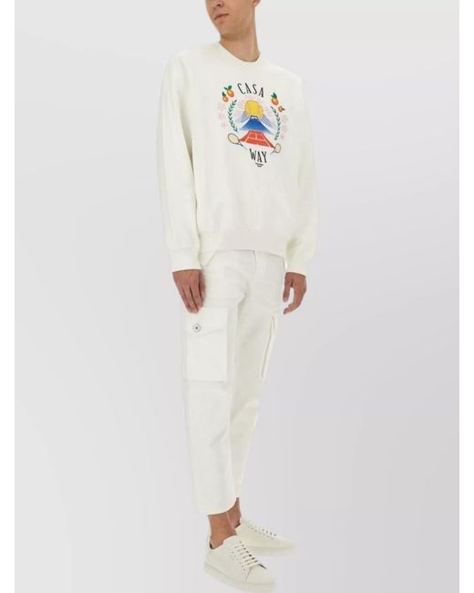 Casablanca White Cotton Casa Way Mountain Sweatshirt for men