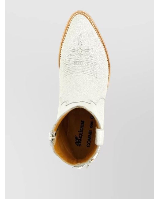 Comme des Garçons Natural Mexicana Ankle Boots Textured Stitching Wooden Heel