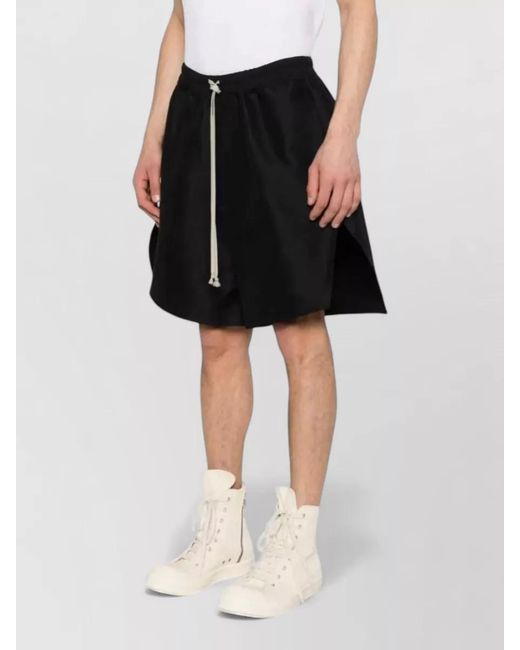 Rick Owens Black Cotton Nylon Drop-Crotch Shorts for men