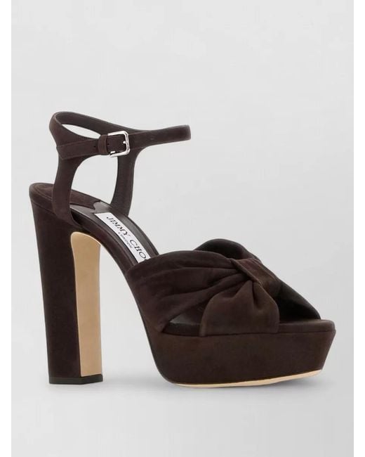 Jimmy Choo Black Heloise Suede Platform Ankle Strap Sandals