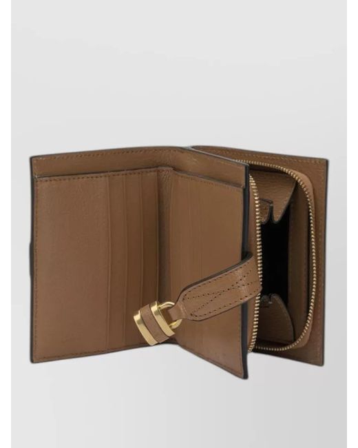 Chloé Brown Paddington Wallet Buckle Detail Goldtone Hardware