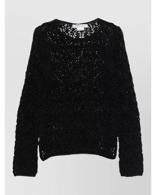 Comme des Garçons Black Sheer Crewneck Sweater Long Sleeves Textured