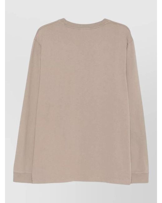 Maison Kitsuné Natural Casual Crew Neck Shirt Embroidered Detail for men