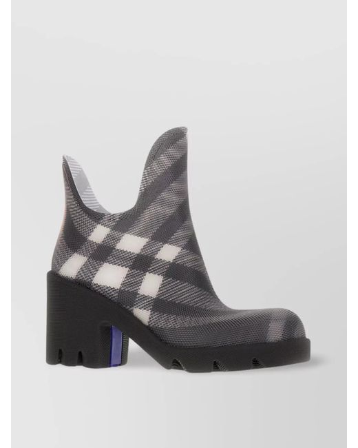 Burberry Gray Rubber Printed Ankle Boots