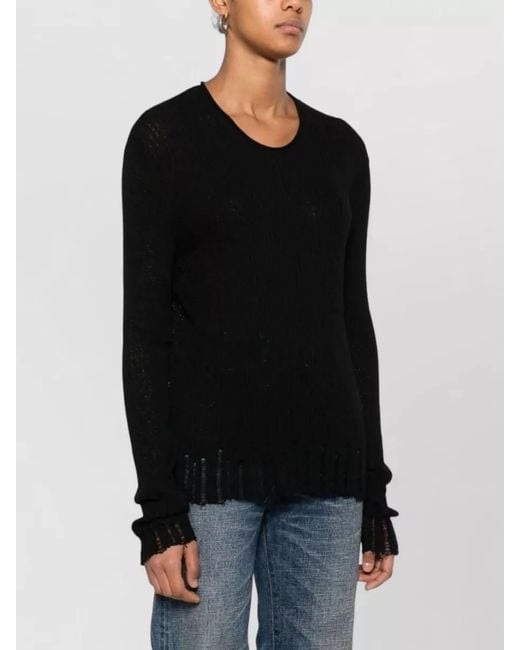 Uma Wang Black Wool Turtle Neck Sweater Ribbed Texture