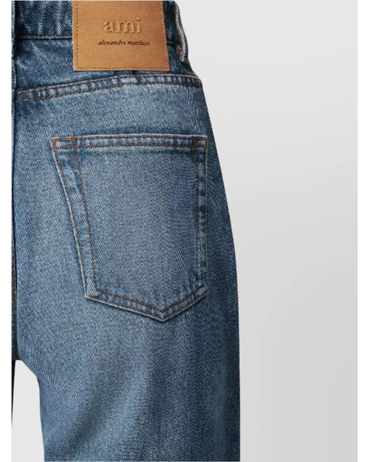 AMI Blue Denim Flared-Leg Jeans