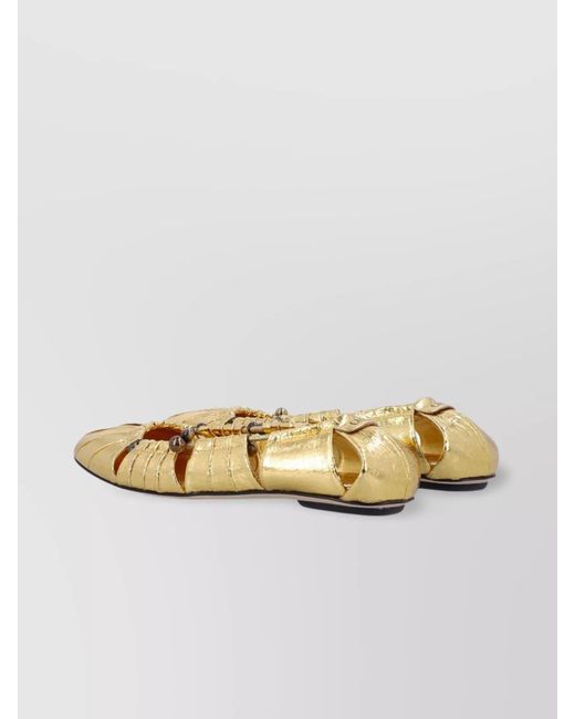 Chloé Metallic Leather Cutout Ballerina Shoes