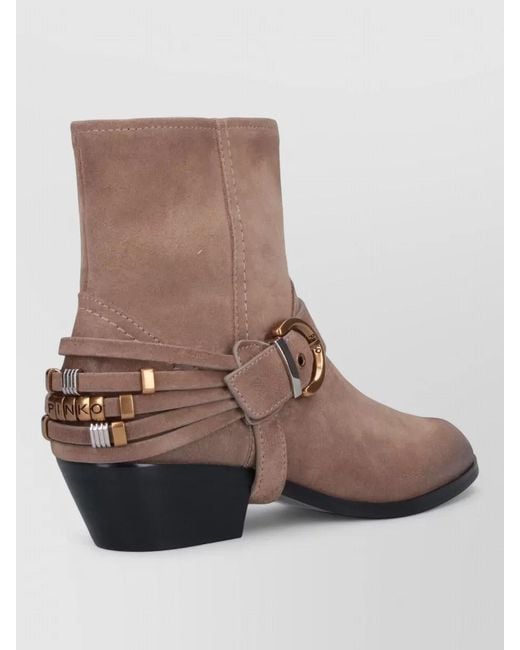 Pinko Brown Leather Ankle Boots