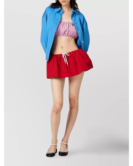 Miu Miu Red Poplin Mini Skirt