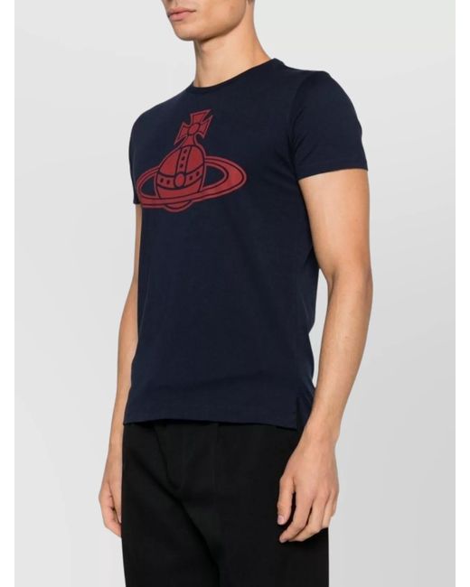Vivienne Westwood Blue Cotton Graphic Logo-Print T-Shirt for men