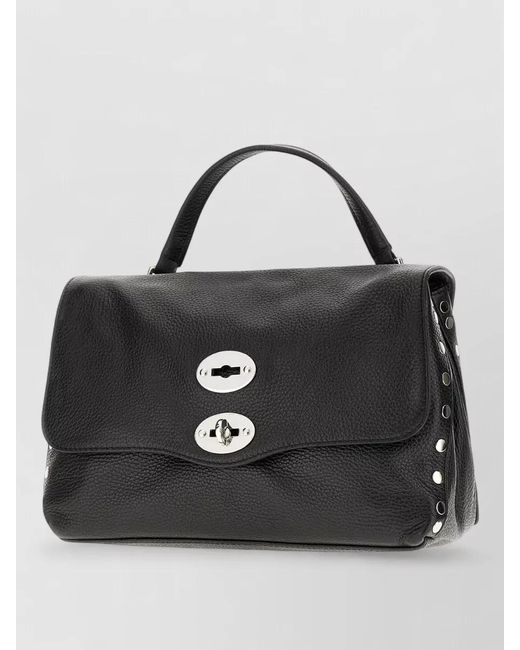 Zanellato Black Leather Studded Tote Bag