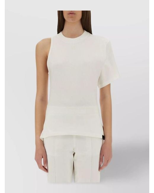 Courreges White Cotton One-Shoulder Slim-Fit T-Shirt