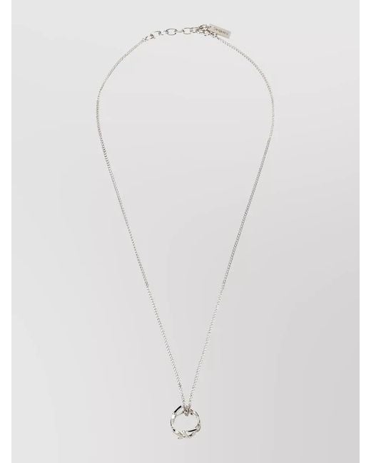 Saint Laurent White Cassandre Charm Chain Necklace