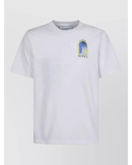 Casablanca White Arches Jersey Crew Neck Graphic Print T Shirt for men