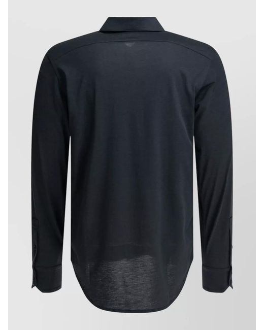 Tom Ford Blue Military Style Casual Shirt Long Sleeves for men