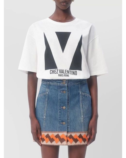Valentino Garavani White Cotton Logo Print T-Shirt