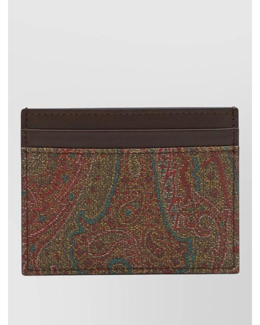 Etro Brown Cotton Blend Card Holder for men