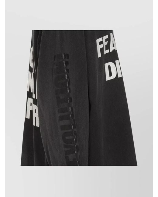 Fear Of God Black Graphic Print Crew Neck Short Sleeve T-Shirt for men