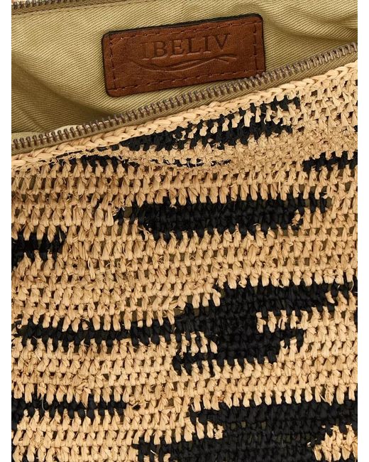 IBELIV Metallic Raffia Crochet Clutch Bag
