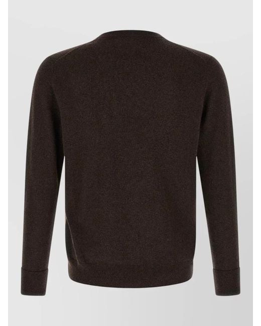 Ballantyne Black Cashmere V-Neck Regular-Fit Diamond-Intarsia Jumper for men