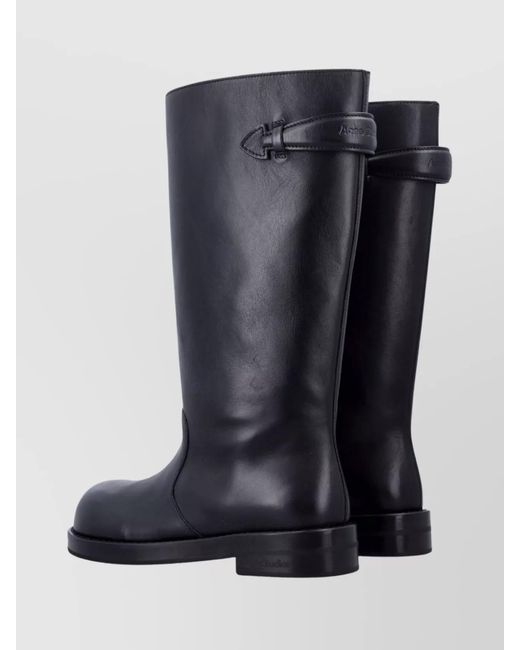 Acne Blue Leather High-Shaft Ankle Boots