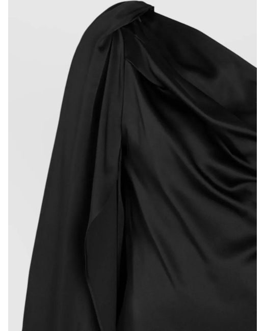 Stella McCartney Black One Shoulder Satin Draped Mini Dress
