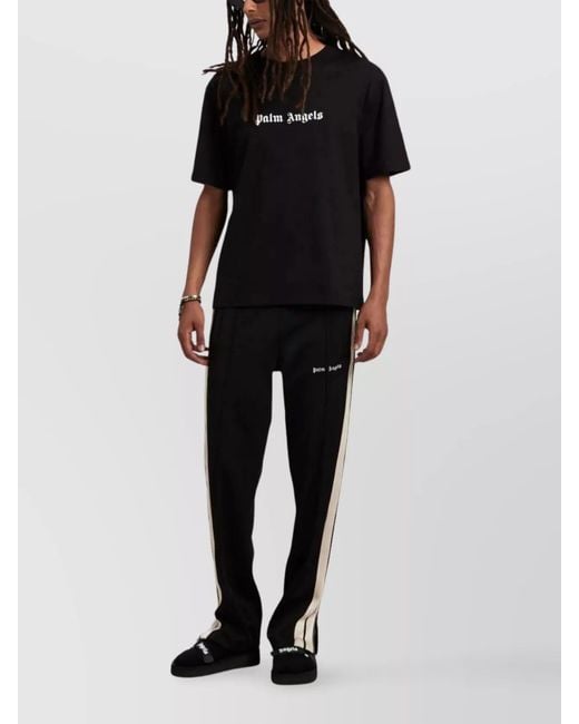 Palm Angels Black Slim-Fit Logo-Print Cotton T-Shirt for men