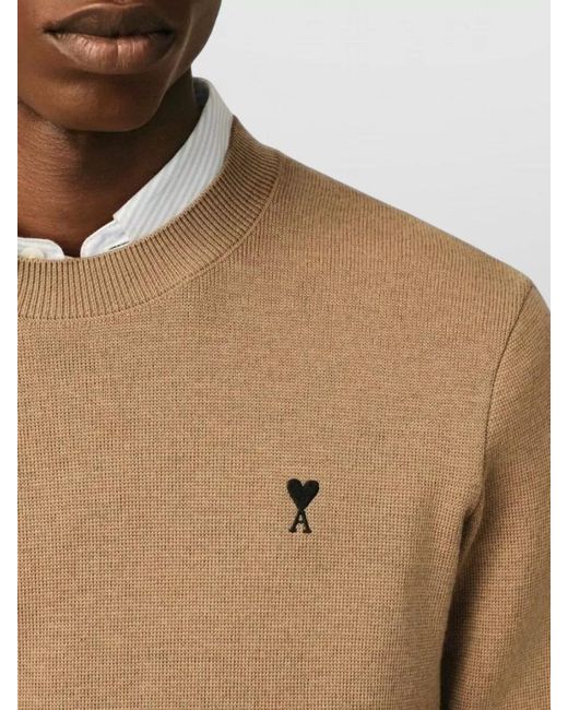 AMI Natural Long Sleeve Crew Neck Regular Fit Top for men
