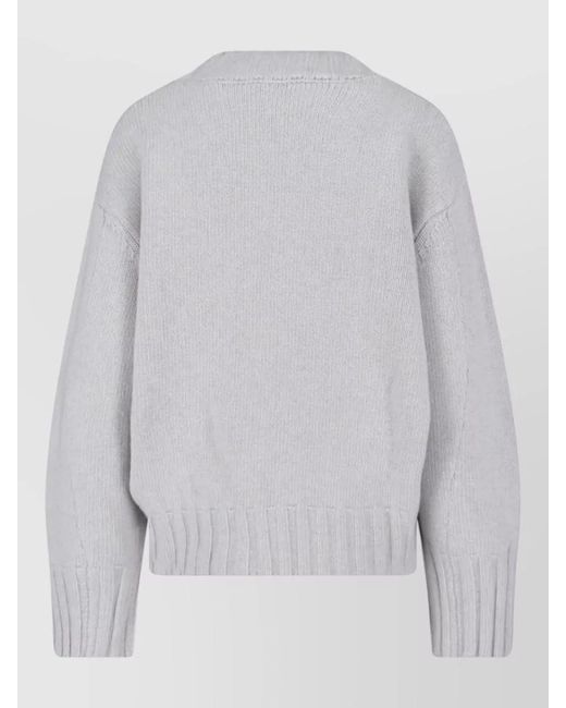 The Attico Gray Knit Top Crew Neck Asymmetric Hem
