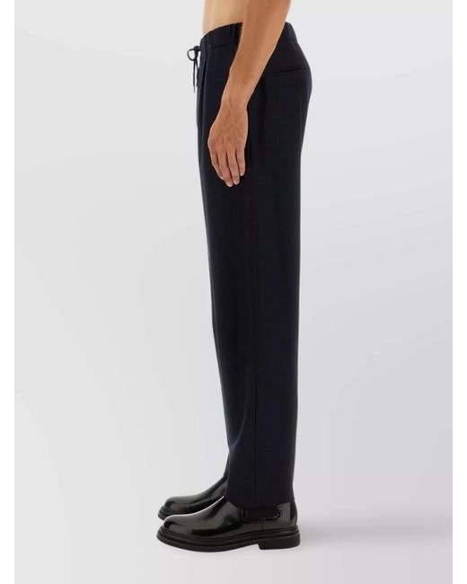 Giorgio Armani Blue Cashmere Straight-Leg Trousers for men