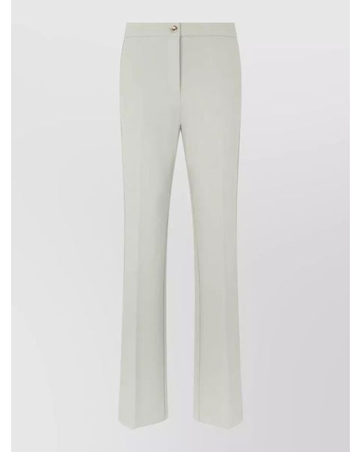 Pinko White High Waist Viscose Tailored Flared Pants
