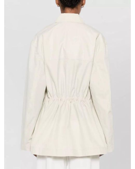 Totême  Natural Cotton Blend Jacket Elastic Waist Collar