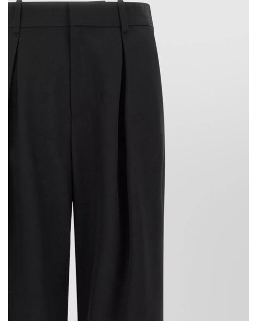 MM6 by Maison Margiela Black Margiela 6 Pleated Wide Leg Pants Loops
