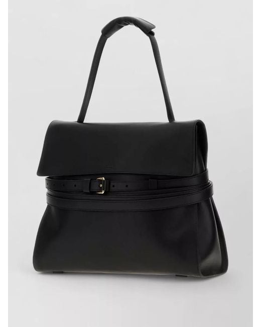 Moschino Black Medium Tie Me Leather Handbag Top Handle
