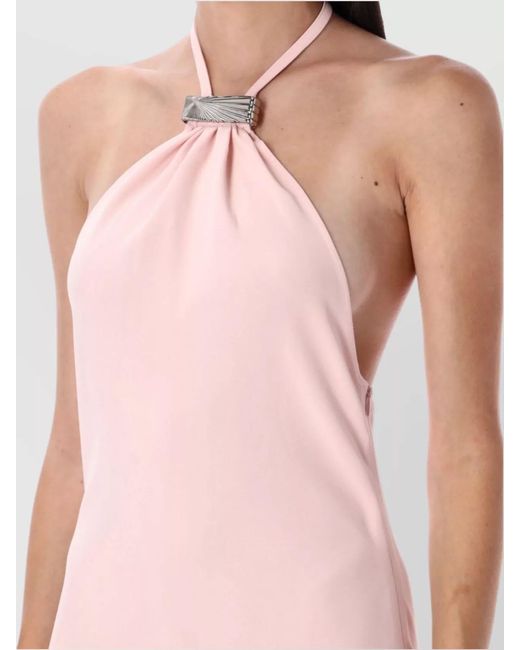 The Attico Pink Asymmetric Halterneck Maxi Dress