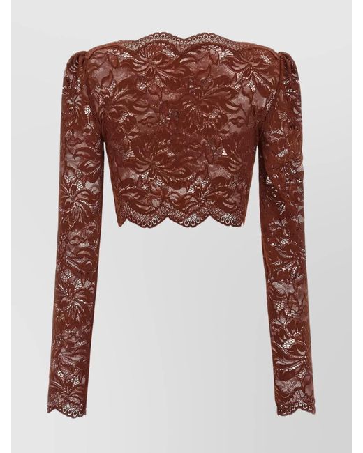 Rabanne Brown Lace Cropped Blouse