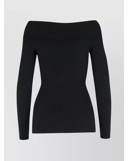 Stella McCartney Black Ribbed Long-Sleeve Boat Neck Top