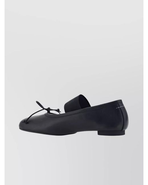 MM6 by Maison Margiela Black Leather Ballerina Shoes