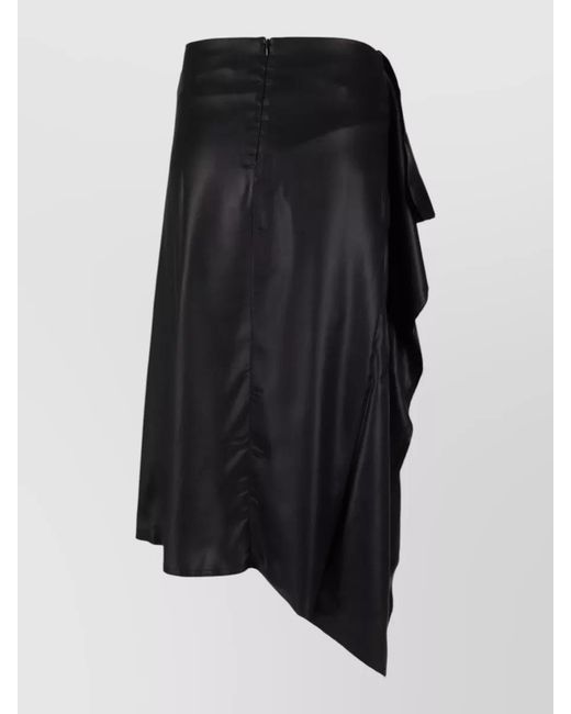 Niccolò Pasqualetti Black Nota Skirt Asymmetric Drape High Waist Satin
