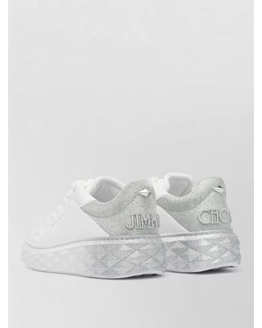 Jimmy Choo White Diamond Maxi F Ii Lace Up Sneakers