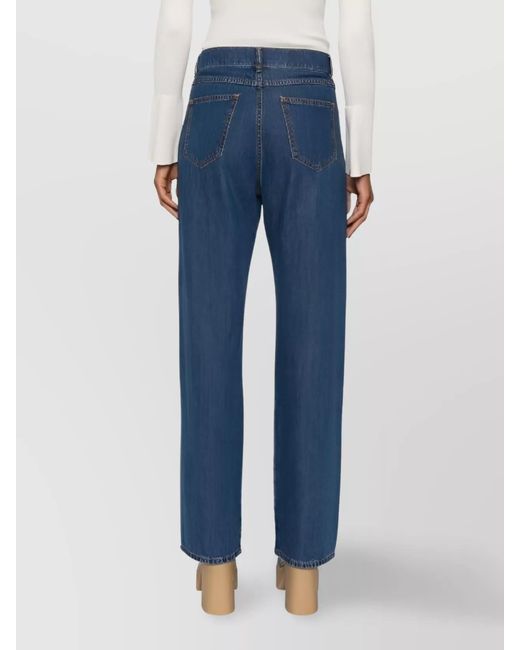 P.A.R.O.S.H. Blue Denim Mid-Rise Straight-Leg Trousers