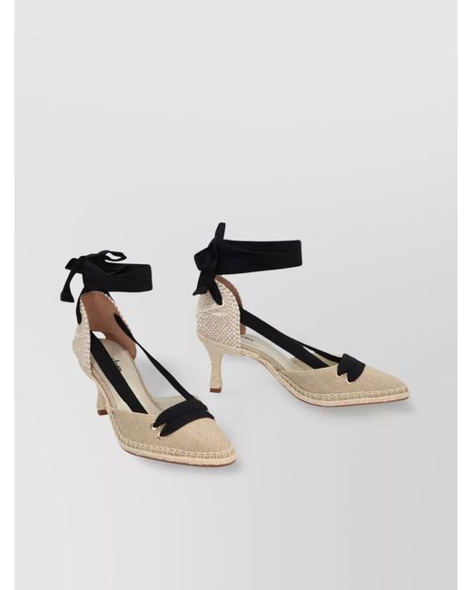 Castaner Black Canvas Ankle-Lace Espadrille Pumps
