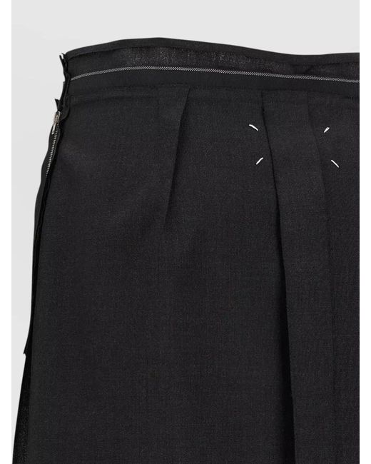 Maison Margiela Black High Waist Knee Length Pleated Skirt