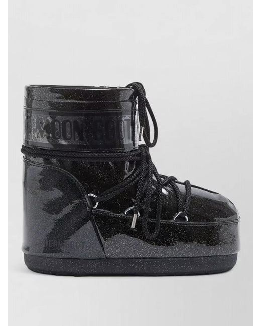 Moon Boot Black Icon Low Glitter Ankle Snow Boots