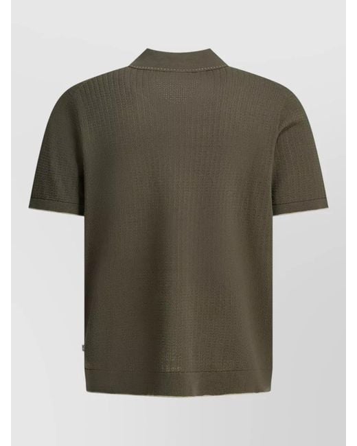 NN07 Green Nalo Polo Shirt Buttons Ribbed Hem for men
