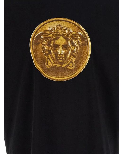 Versace Black Medusa Coin Short Sleeve Crew Neck Shirt for men