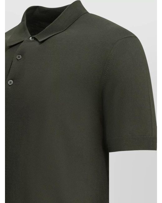 Baracuta Green Polo Collar Shirt Ribbed Cuffs Short Sleeves for men