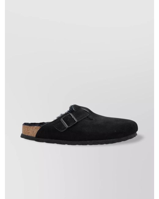 Birkenstock Black Leather Shearling Mules